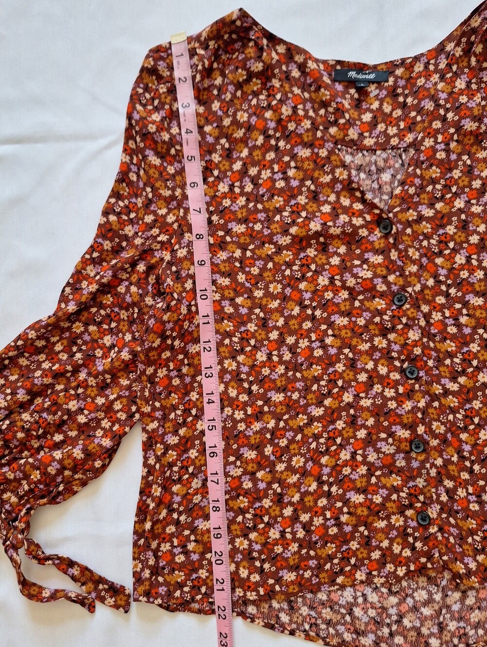 NWOT Madewell Rust Multi Floral Button-Front Blouse - Picture 3 of 7